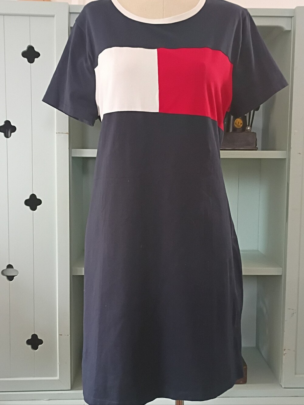 Cozy Cotton Tommy Hilfiger Dress. Classic Red White And Blue XL